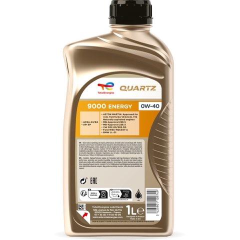 TotalEnergies Quartz 9000 Energy 2195282 Engine Oil — 1L 0W-40, photo 2