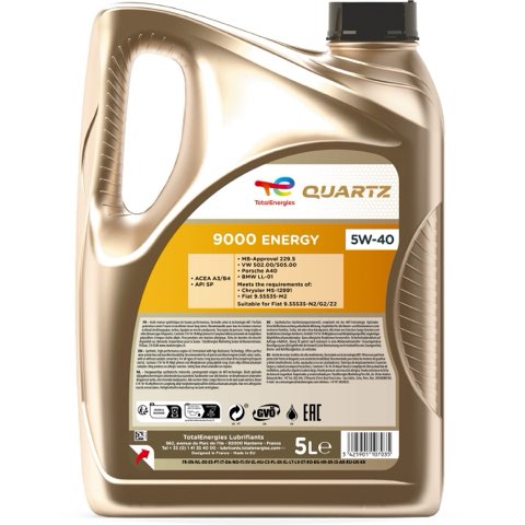 TotalEnergies Quartz 9000 Energy 2198206 Engine Oil — 5L 5W-40 ACEA A3/B4, photo 2