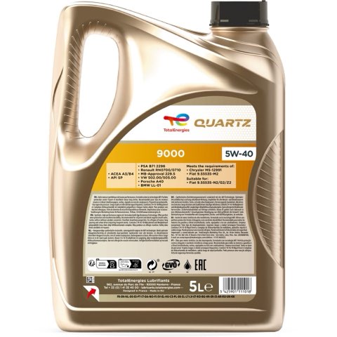 TotalEnergies Quartz 9000 2198275 Engine Oil — 5L 5W-40, photo 2