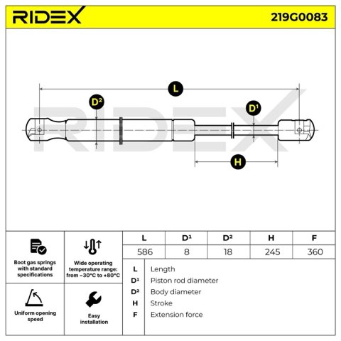 Ridex 219G0083 Tailgate Strut, photo 3