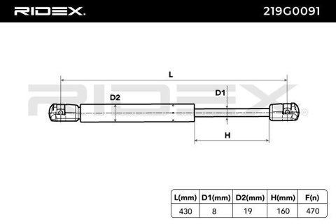 Ridex 219G0091 Tailgate Strut, photo 3