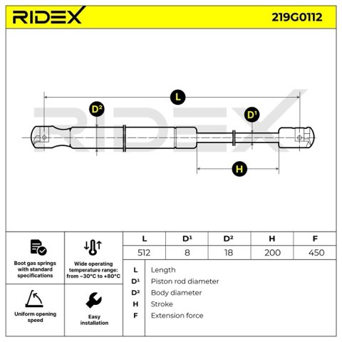 Ridex 219G0112 Tailgate Strut, photo 2