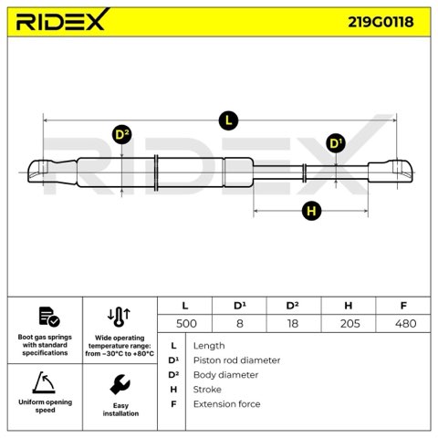 Ridex 219G0118 Tailgate Strut, photo 2