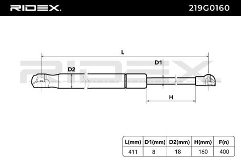 Ridex 219G0160 Tailgate Strut, photo 3