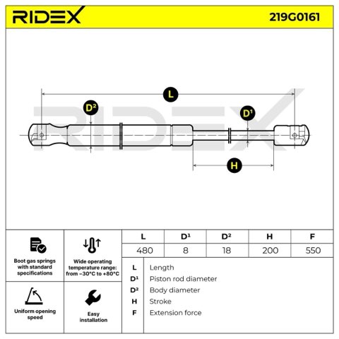 Ridex 219G0161 Tailgate Strut, photo 3