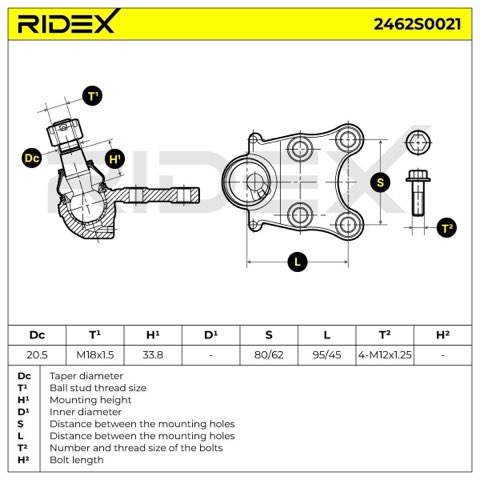 Ridex 2462S0021 Ball Joint, photo 2