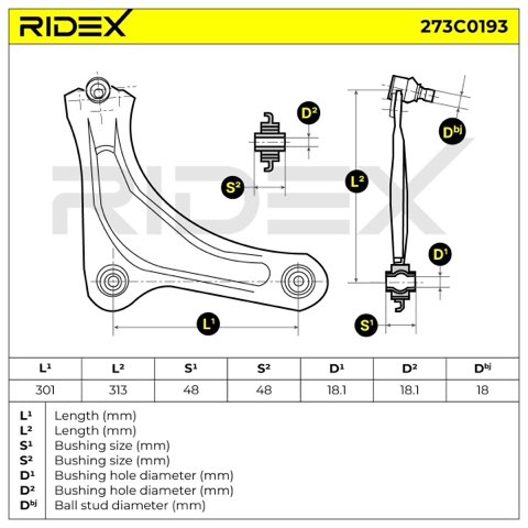 Ridex 273C0193 Suspension Arm, photo 3