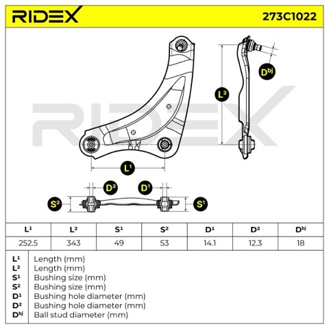 Ridex 273C1022 Suspension Arm, photo 2