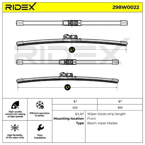 Ridex 298W0022 Wiper Blade — 650/400mm, photo 2