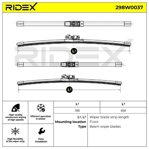 Ridex 298W0037 Wiper Blade — 700/650mm, photo 2
