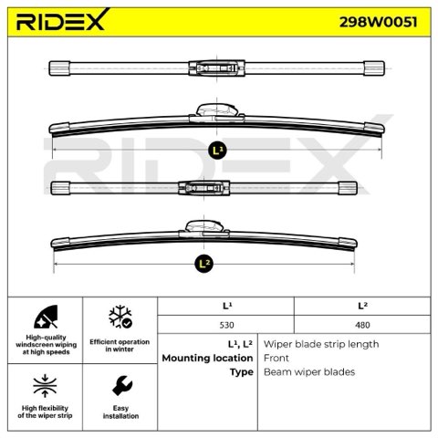 Ridex 298W0051 Wiper Blade — 530/475mm, photo 2