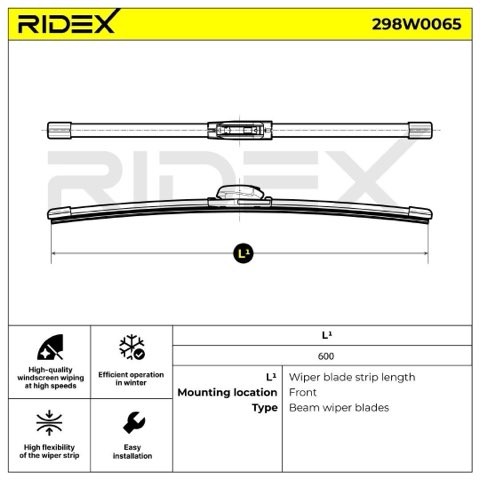 Ridex 298W0065 Wiper Blade — 600mm, photo 2