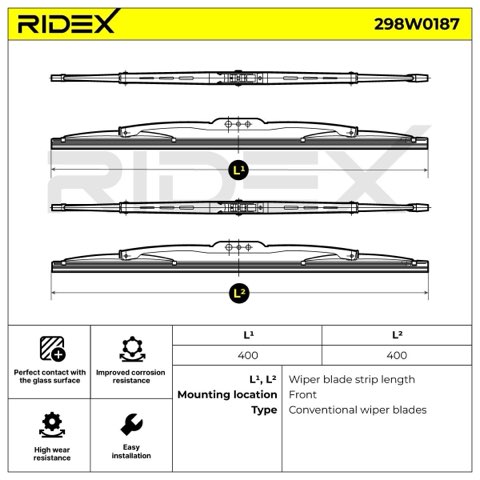 Ridex 298W0187 Wiper Blade — 400mm, photo 3