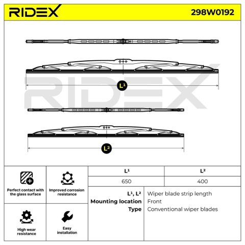 Ridex 298W0192 Wiper Blade — 650/400mm, photo 2