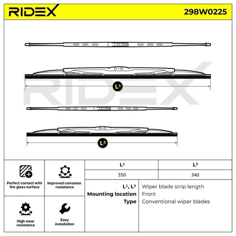 Ridex 298W0225 Wiper Blade — 550/340mm, photo 3