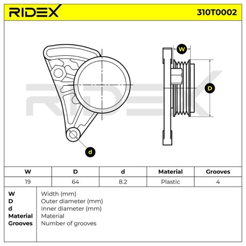 Ridex 310T0002 Tensioner Pulley, photo 3