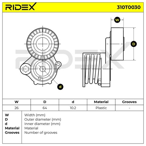 Ridex 310T0030 Tensioner Pulley, photo 3
