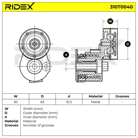 Ridex 310T0040 Tensioner Pulley, photo 3