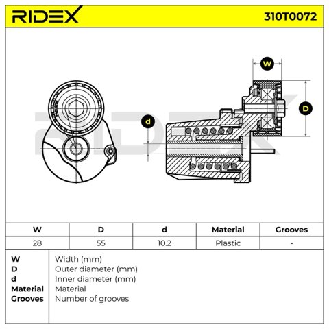Ridex 310T0072 Tensioner Pulley, photo 3
