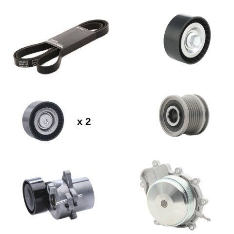 Ridex 4172P0005 Water Pump + V-Ribbed Belt Kit, Switchable Water Pump