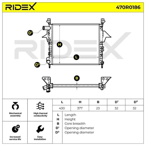 Ridex 470R0186 Engine Radiator, photo 2
