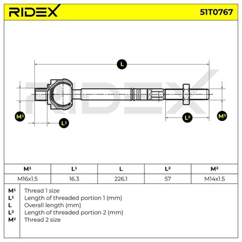 Ridex 51T0767 Inner Tie Rod