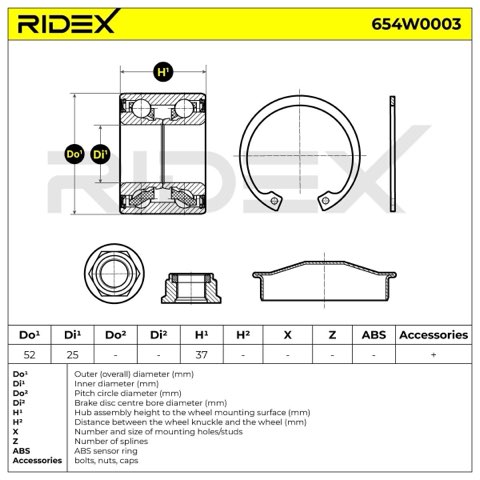 Ridex 654W0003 Wheel Bearing Kit, photo 2