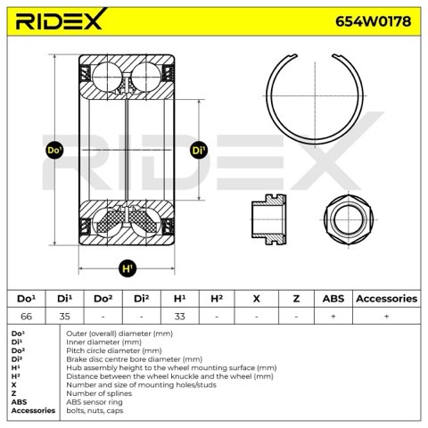 Ridex 654W0178 Wheel Bearing Kit, photo 3