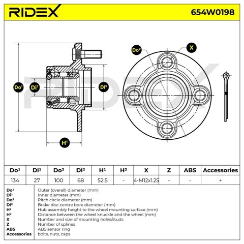 Ridex 654W0198 Wheel Bearing Kit, photo 3