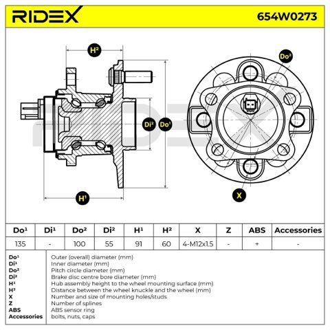 Ridex 654W0273 Wheel Bearing Kit, photo 3