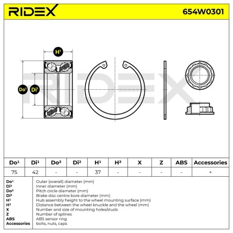 Ridex 654W0301 Wheel Bearing Kit, photo 3