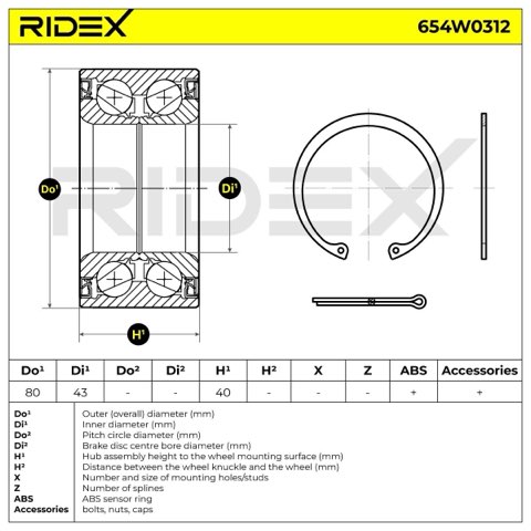 Ridex 654W0312 Wheel Bearing Kit, photo 3