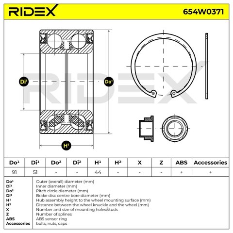 Ridex 654W0371 Wheel Bearing Kit, photo 2