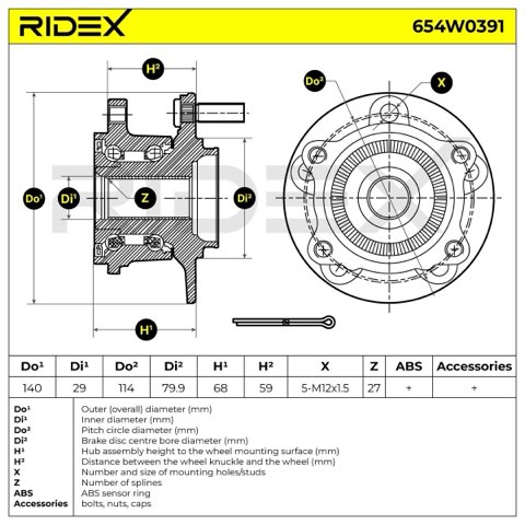 Ridex 654W0391 Wheel Bearing Kit, photo 3