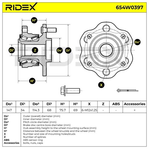 Ridex 654W0397 Wheel Bearing Kit, photo 2