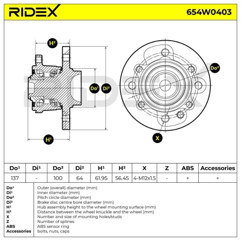 Ridex 654W0403 Wheel Bearing Kit, photo 2