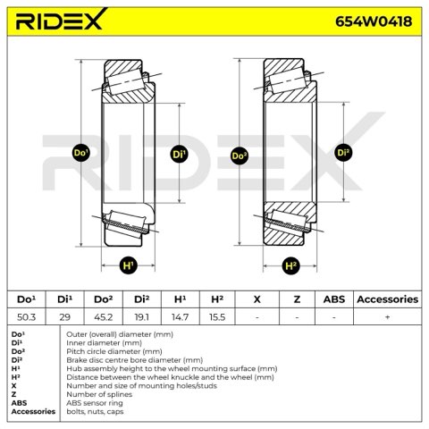 Ridex 654W0418 Wheel Bearing Kit, photo 3