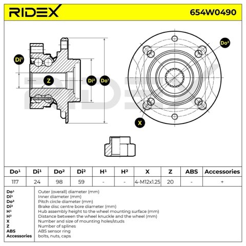 Ridex 654W0490 Wheel Bearing Kit, photo 2
