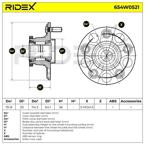Ridex 654W0521 Wheel Bearing Kit, photo 2