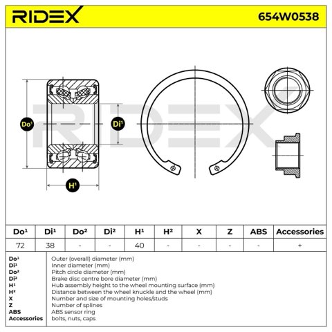 Ridex 654W0538 Wheel Bearing Kit, photo 3