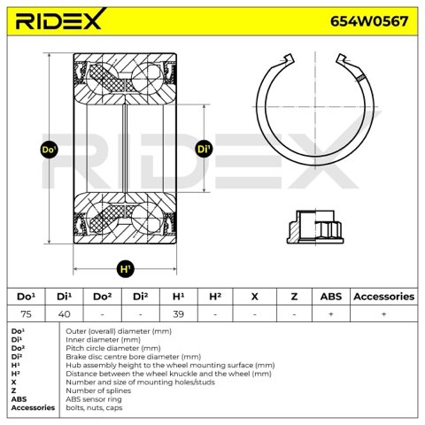 Ridex 654W0567 Wheel Bearing Kit, photo 3