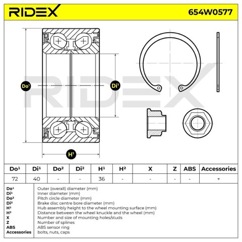 Ridex 654W0577 Wheel Bearing Kit, photo 3