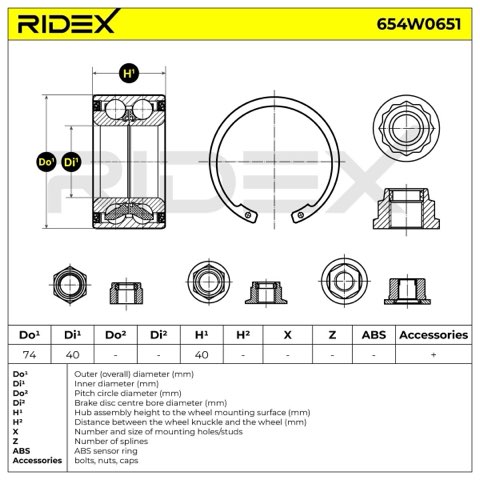 Ridex 654W0651 Wheel Bearing Kit