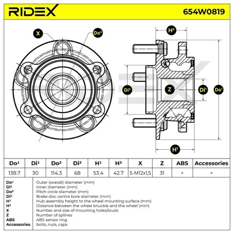 Ridex 654W0819 Wheel Bearing Kit, photo 3