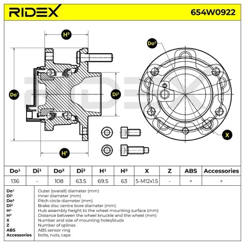 Ridex 654W0922 Wheel Bearing Kit, photo 3