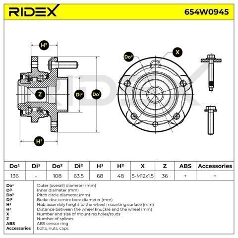 Ridex 654W0945 Wheel Bearing Kit, photo 3