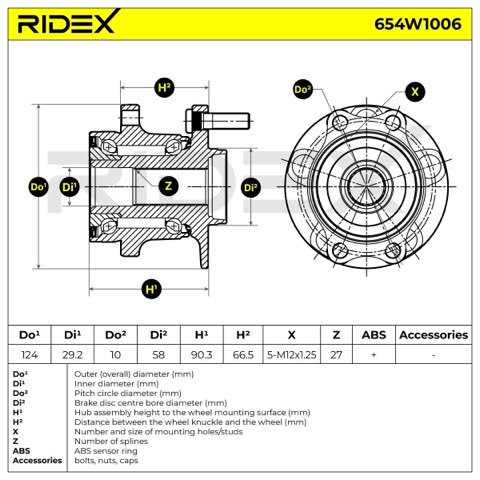 Ridex 654W1006 Wheel Bearing, photo 2