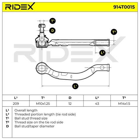 Ridex 914T0015 Track Rod End, photo 2