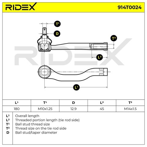Ridex 914T0024 Track Rod End, photo 2