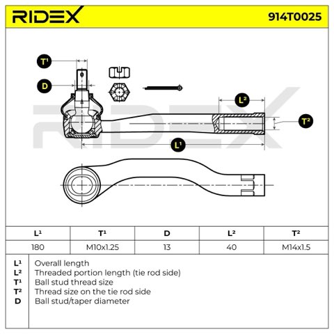 Ridex 914T0025 Track Rod End, photo 2
